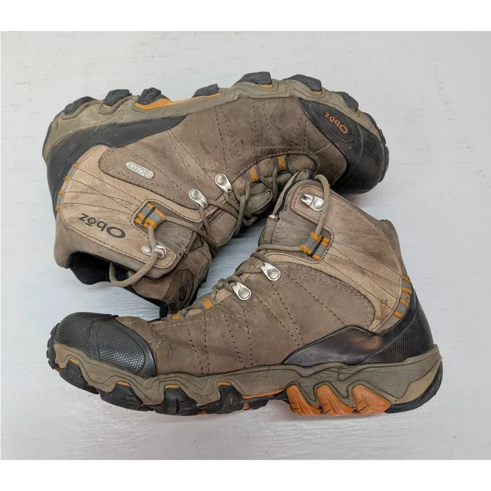 Oboz Bridger Mid B-DRY Hiking Boots Men's 10 Brown Black Leather Waterproof